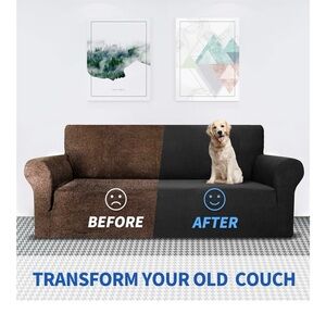 MAXIJIN Super Stretch Couch Cover for 3 Cushion Couch Black
